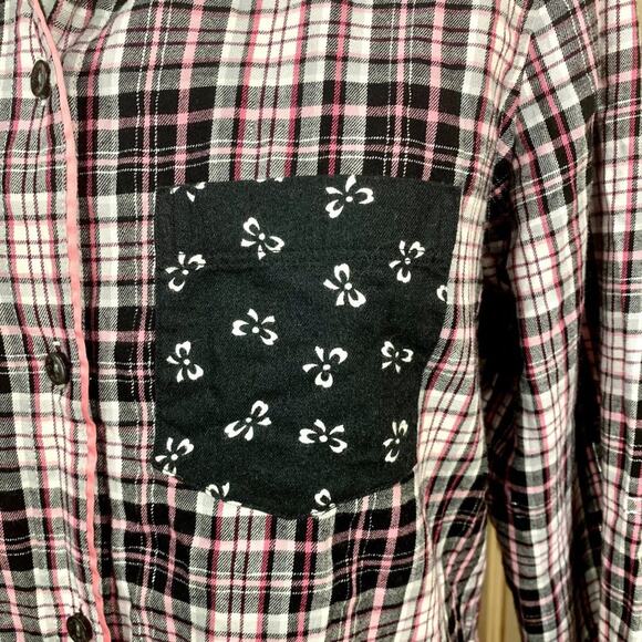 Victorias Secret Flannel Shirt Women S/P Plaid Button Up Lounge Cozy Soft Floral - Picture 6 of 10